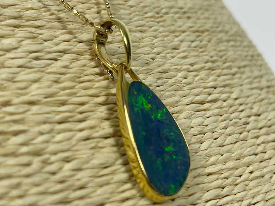 18K Gold Fire Opal Pendant With 14K Gold 20' Necklace 7.7g [Photo 10]