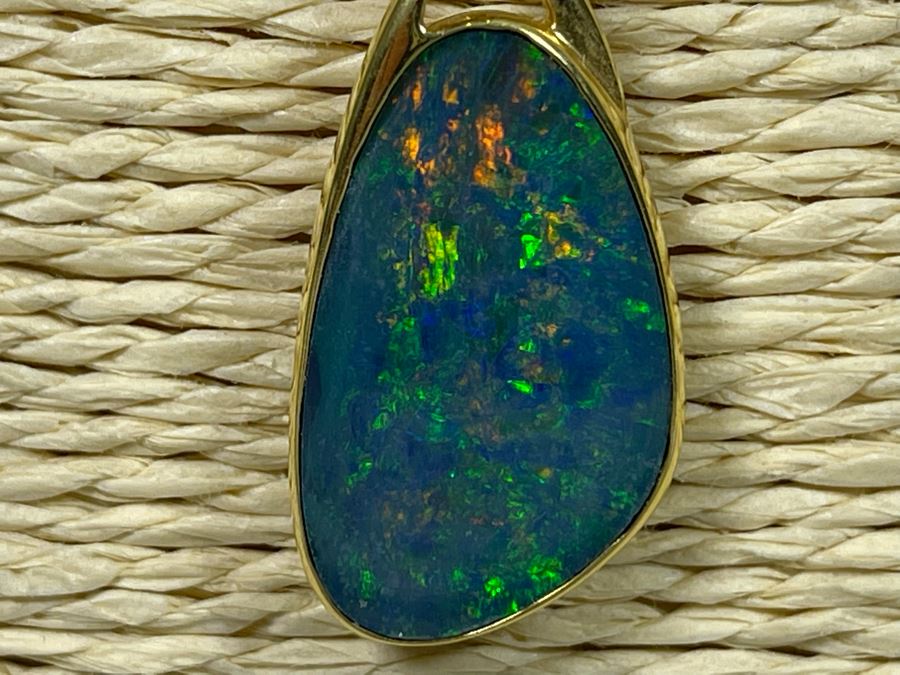 18K Gold Fire Opal Pendant With 14K Gold 20' Necklace 7.7g [Photo 12]