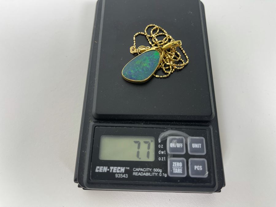 18K Gold Fire Opal Pendant With 14K Gold 20' Necklace 7.7g [Photo 25]