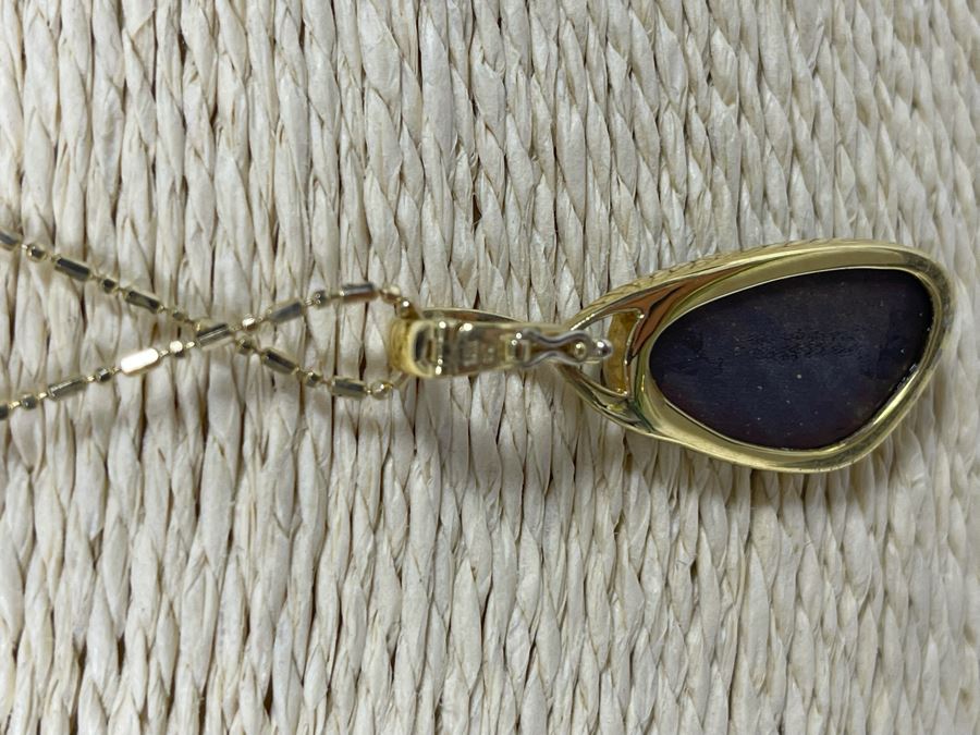 18K Gold Fire Opal Pendant With 14K Gold 20' Necklace 7.7g [Photo 14]