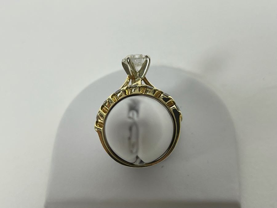 One Set Of Two 14K Gold Diamond Rings Set With Ten Diamonds (0.24 Ct.) And A Center Diamond (0.71 Ct.) VS2 Color G (Total Diamond Weight 0.95 Ct) 6.1g Appraised In 1991 At $3,880 [Photo 9]