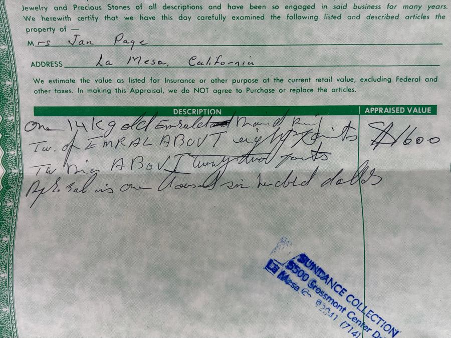 14K Gold Emerald Diamond Ring 5.5g Appraised In 1986 At $1,600 [Photo 20]