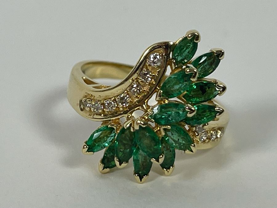 14K Gold Emerald Diamond Ring 5.5g Appraised In 1986 At $1,600 [Photo 6]