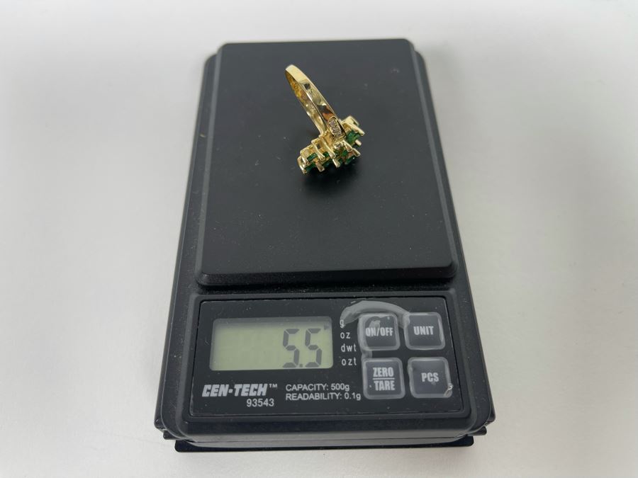 14K Gold Emerald Diamond Ring 5.5g Appraised In 1986 At $1,600 [Photo 17]