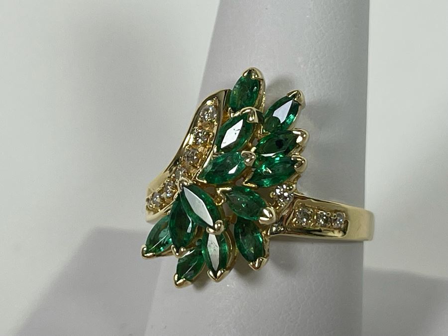 14K Gold Emerald Diamond Ring 5.5g Appraised In 1986 At $1,600 [Photo 10]