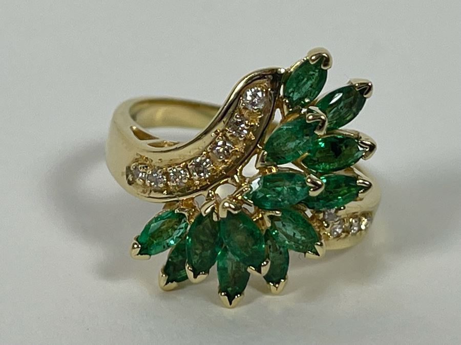14K Gold Emerald Diamond Ring 5.5g Appraised In 1986 At $1,600 [Photo 5]