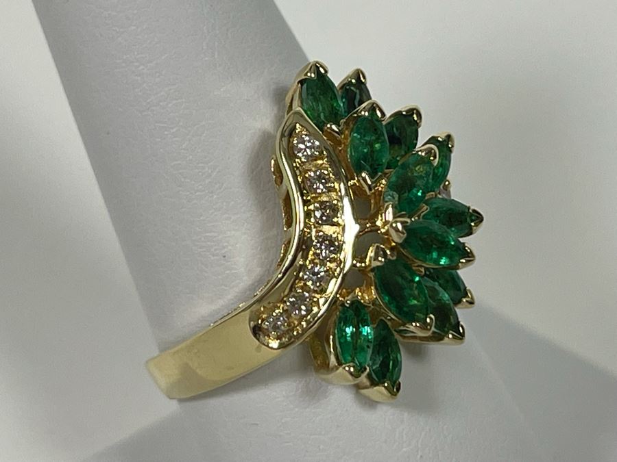 14K Gold Emerald Diamond Ring 5.5g Appraised In 1986 At $1,600 [Photo 4]