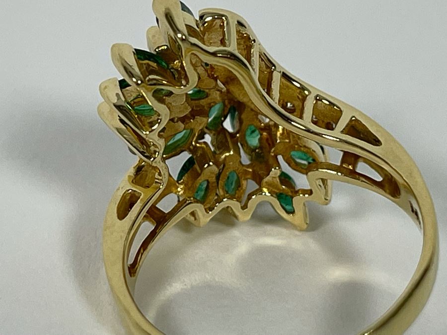 14K Gold Emerald Diamond Ring 5.5g Appraised In 1986 At $1,600 [Photo 8]