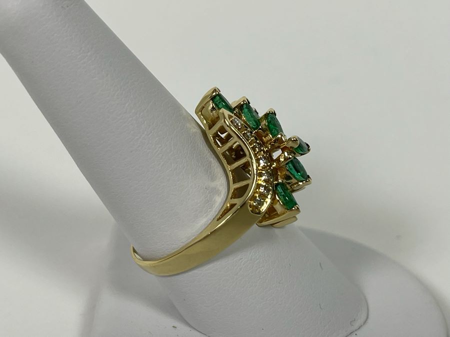 14K Gold Emerald Diamond Ring 5.5g Appraised In 1986 At $1,600 [Photo 14]