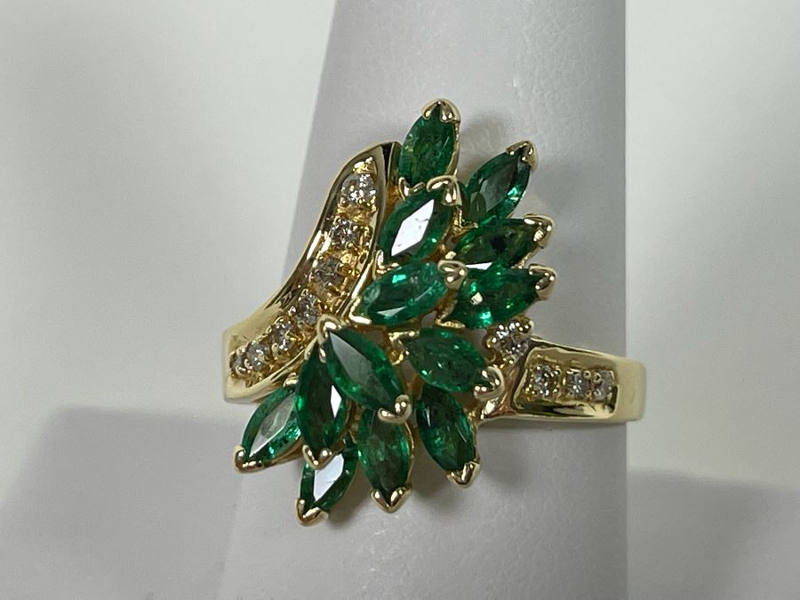 14K Gold Emerald Diamond Ring 5.5g Appraised In 1986 At $1,600 [Photo 11]