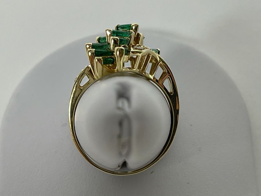 14K Gold Emerald Diamond Ring 5.5g Appraised In 1986 At $1,600 [Photo 12]