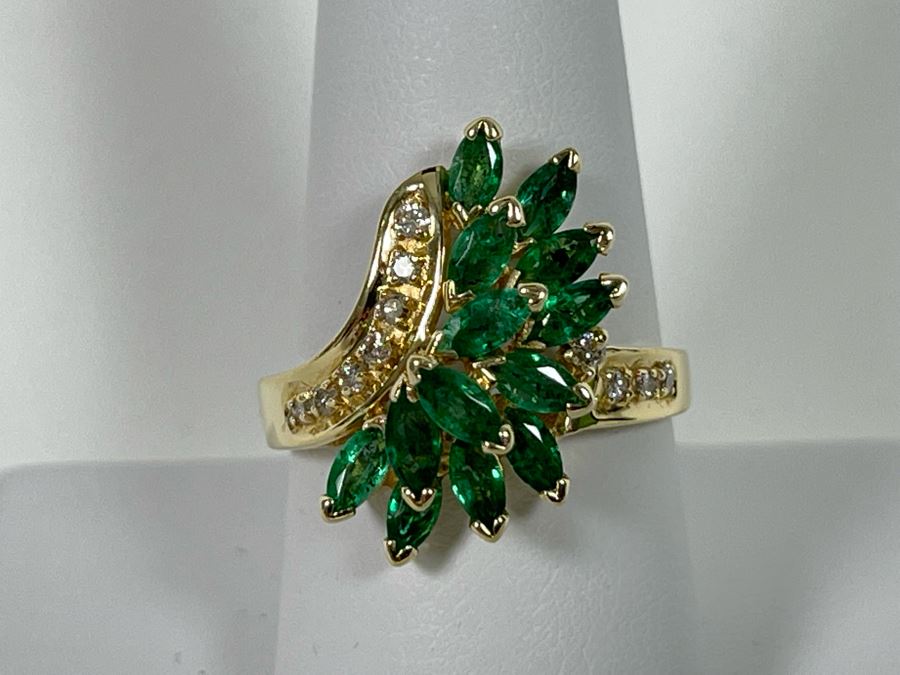 14K Gold Emerald Diamond Ring 5.5g Appraised In 1986 At $1,600 [Photo 15]