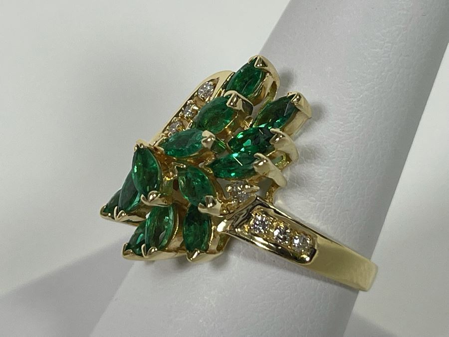 14K Gold Emerald Diamond Ring 5.5g Appraised In 1986 At $1,600 [Photo 13]