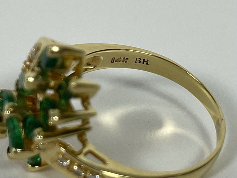 14K Gold Emerald Diamond Ring 5.5g Appraised In 1986 At $1,600 [Photo 9]