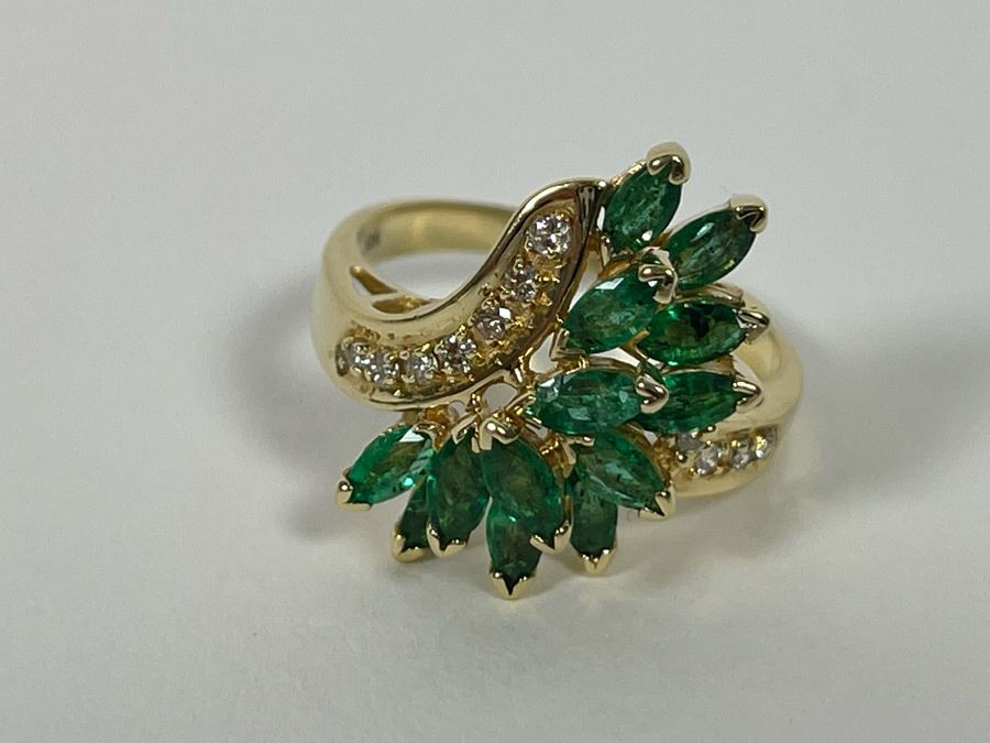 14K Gold Emerald Diamond Ring 5.5g Appraised In 1986 At $1,600 [Photo 7]