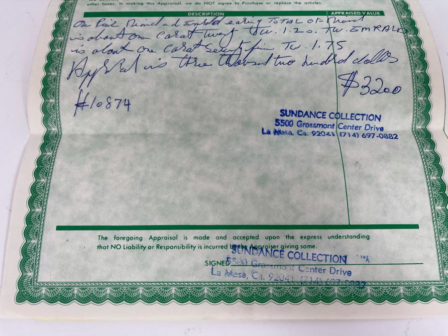 Pair Of 14K Gold Emerald Diamond Earrings 5.5g Appraised In 1986 At $3,200 [Photo 16]