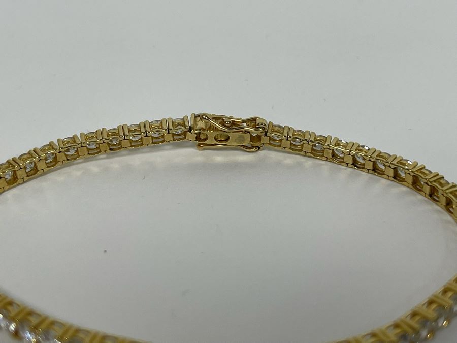 10K Gold CZ Tennis Bracelet 7L 8.1g [Photo 6]