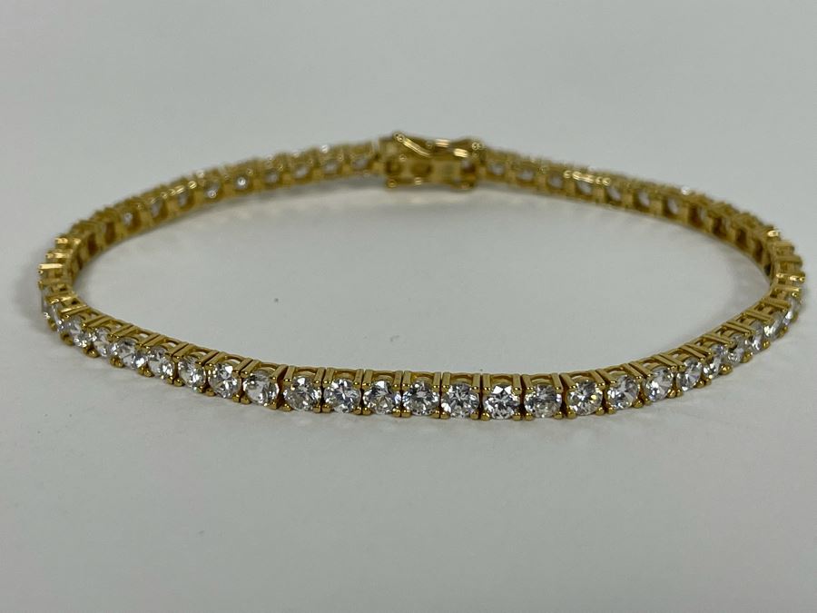 10K Gold CZ Tennis Bracelet 7L 8.1g [Photo 4]