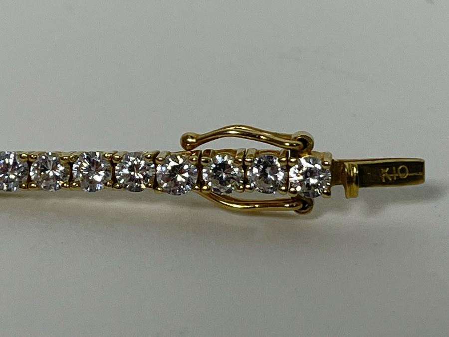 10K Gold CZ Tennis Bracelet 7L 8.1g [Photo 9]