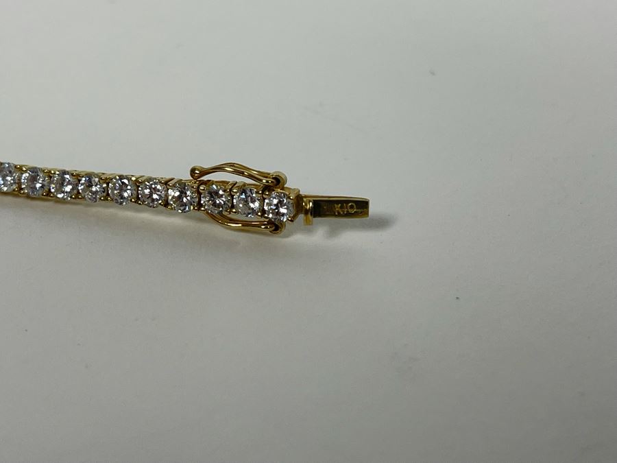 10K Gold CZ Tennis Bracelet 7L 8.1g [Photo 7]