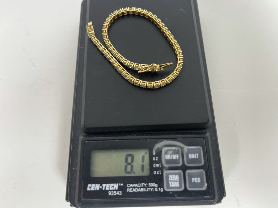 10K Gold CZ Tennis Bracelet 7L 8.1g [Photo 12]