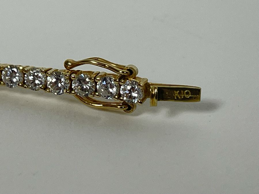 10K Gold CZ Tennis Bracelet 7L 8.1g [Photo 8]
