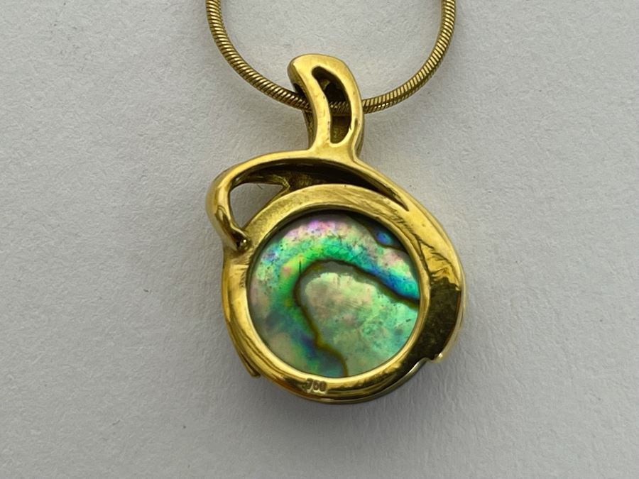 18K Gold Empress Pearl Pendant And 14K Gold 18' Necklace Italy 8.6g - Pendant Appraised At $900 [Photo 10]