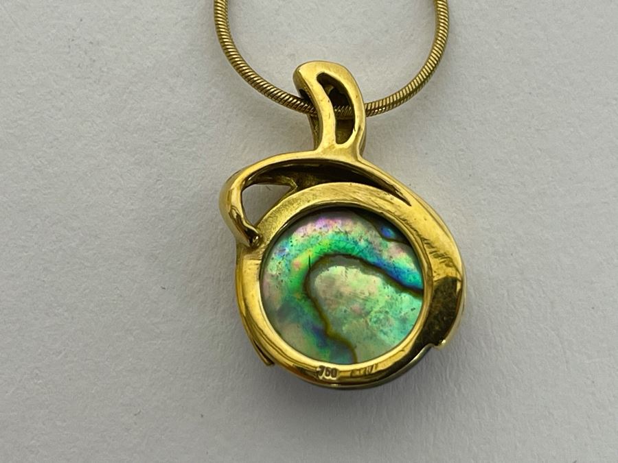 18K Gold Empress Pearl Pendant And 14K Gold 18' Necklace Italy 8.6g - Pendant Appraised At $900 [Photo 11]