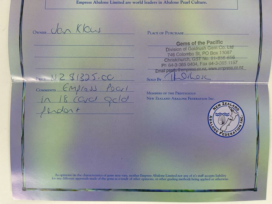 18K Gold Empress Pearl Pendant And 14K Gold 18' Necklace Italy 8.6g - Pendant Appraised At $900 [Photo 18]