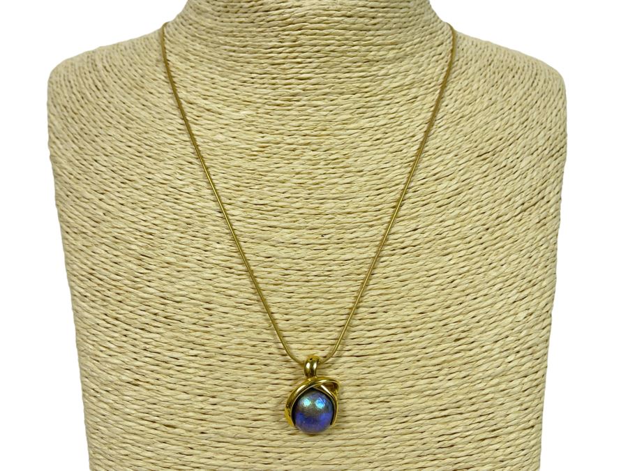 18K Gold Empress Pearl Pendant And 14K Gold 18' Necklace Italy 8.6g - Pendant Appraised At $900 [Photo 2]