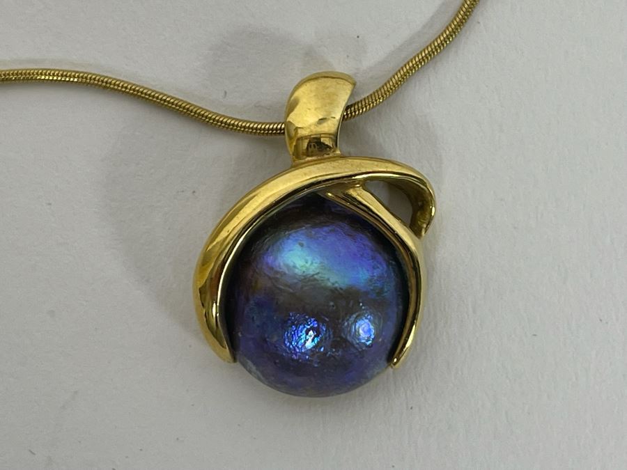 18K Gold Empress Pearl Pendant And 14K Gold 18' Necklace Italy 8.6g - Pendant Appraised At $900 [Photo 9]