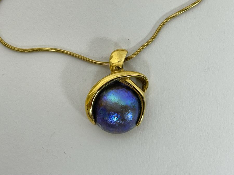 18K Gold Empress Pearl Pendant And 14K Gold 18' Necklace Italy 8.6g - Pendant Appraised At $900 [Photo 8]