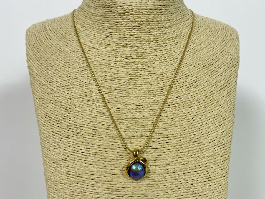 18K Gold Empress Pearl Pendant And 14K Gold 18' Necklace Italy 8.6g - Pendant Appraised At $900 [Photo 5]