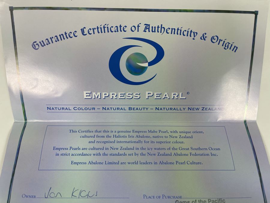 18K Gold Empress Pearl Earrings 2.4g - Appraised At $665 [Photo 9]