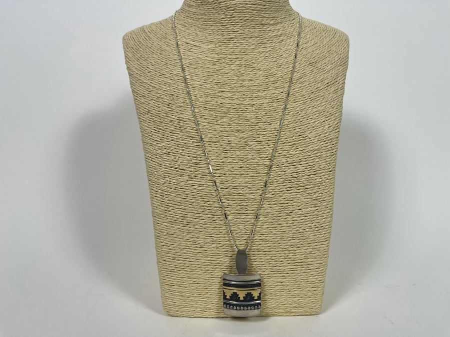 Vintage Tommy Singer Sterling Silver Native American Navajo Pendant 24' Necklace With Matching Earrings Signed T Singer 24.8g [Photo 8]