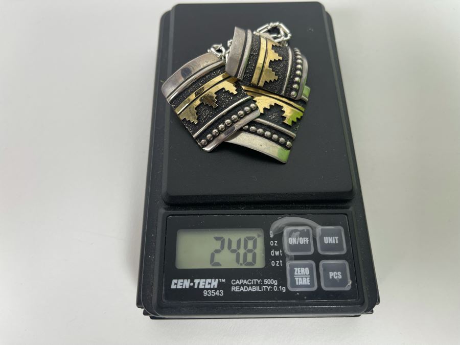 Vintage Tommy Singer Sterling Silver Native American Navajo Pendant 24' Necklace With Matching Earrings Signed T Singer 24.8g [Photo 12]