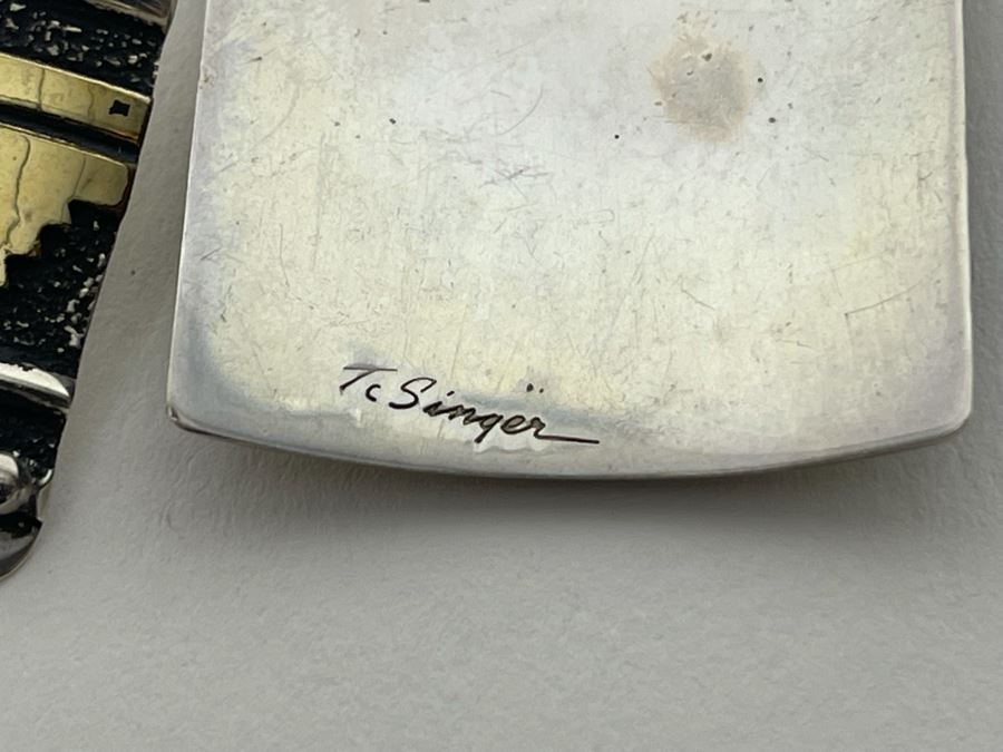 Vintage Tommy Singer Sterling Silver Native American Navajo Pendant 24' Necklace With Matching Earrings Signed T Singer 24.8g [Photo 6]