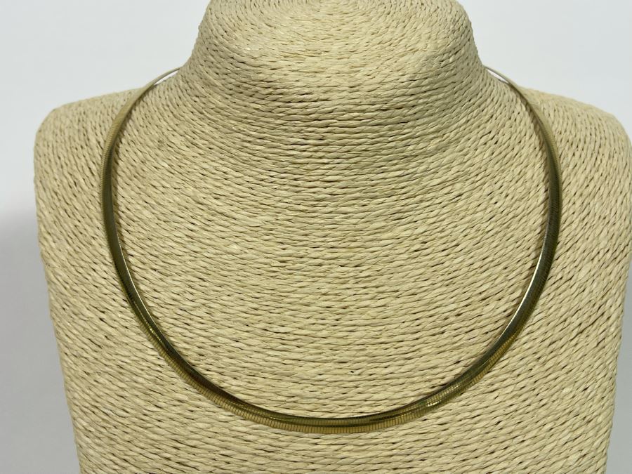 14K Gold One Side / Sterling Silver Other Side - Reversible 18' Necklace Italy 16g [Photo 2]