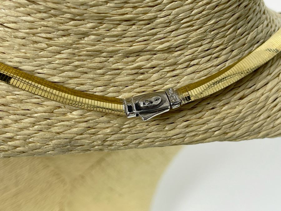 14K Gold One Side / Sterling Silver Other Side - Reversible 18' Necklace Italy 16g [Photo 6]