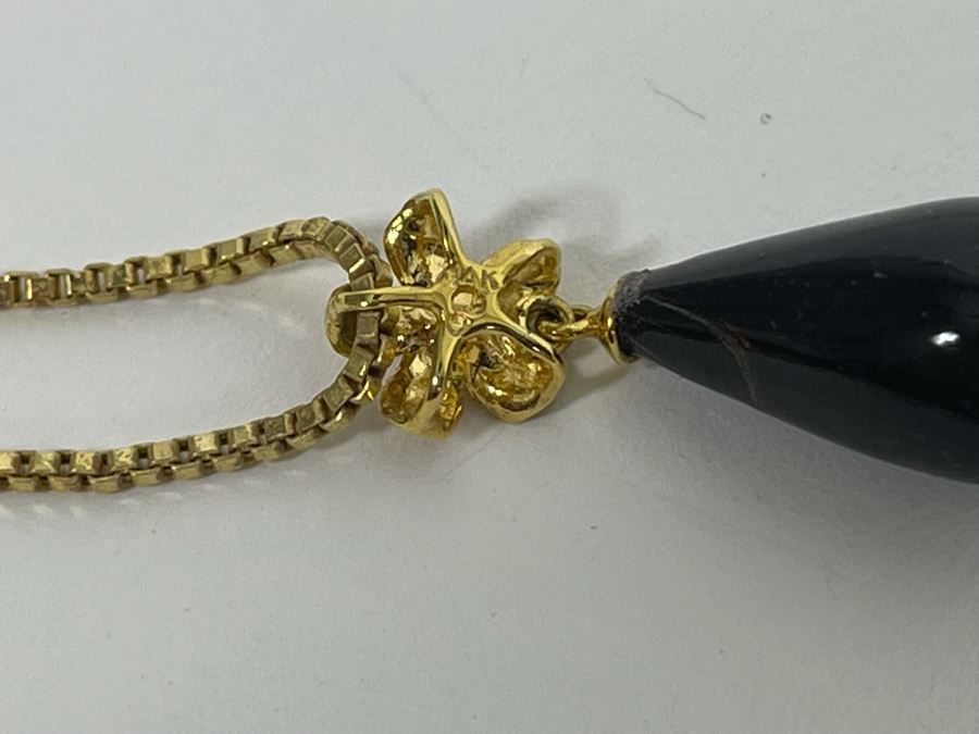 14K Gold Black Coral Pendant And Matching Earrings With 14K Gold 20' Necklace 6.8g [Photo 9]