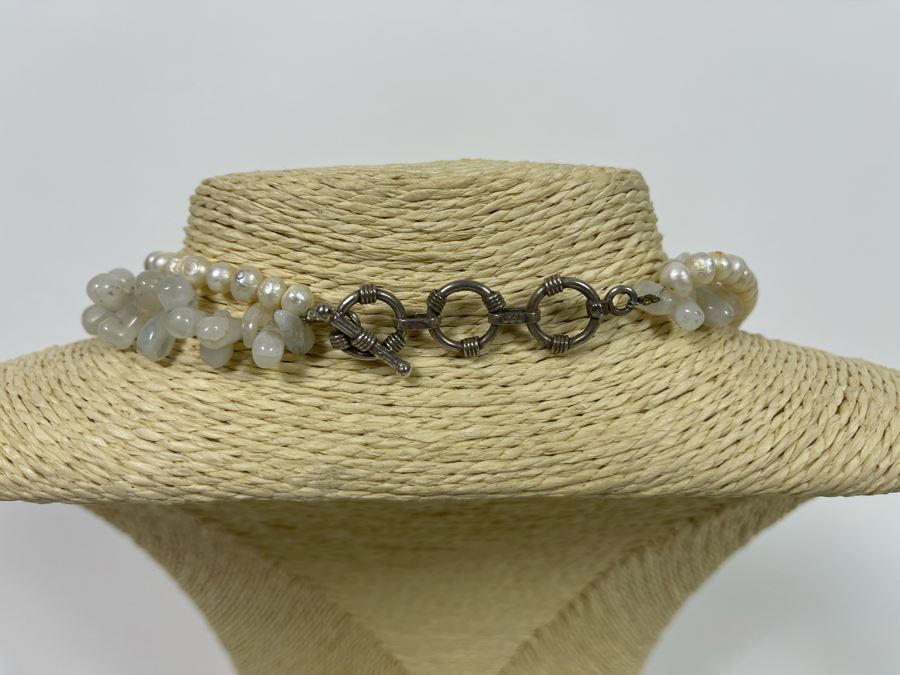 Pearl And Stone 18' Necklace With Sterling Silver Clasp [Photo 8]