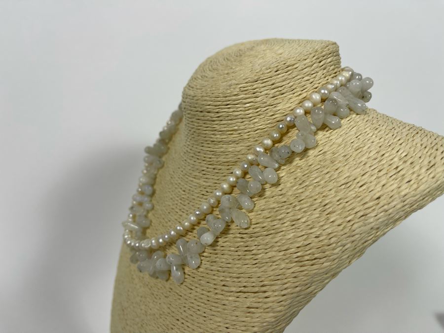 Pearl And Stone 18' Necklace With Sterling Silver Clasp [Photo 7]