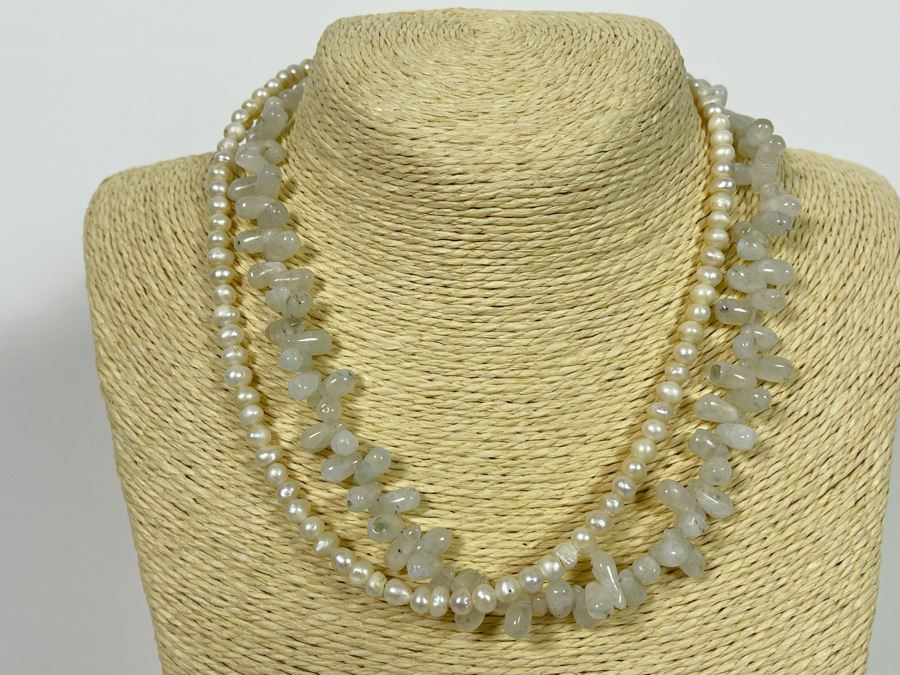 Pearl And Stone 18' Necklace With Sterling Silver Clasp [Photo 2]