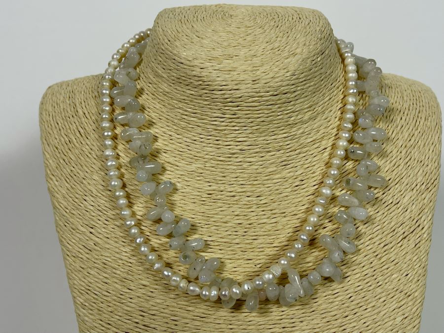Pearl And Stone 18' Necklace With Sterling Silver Clasp [Photo 3]