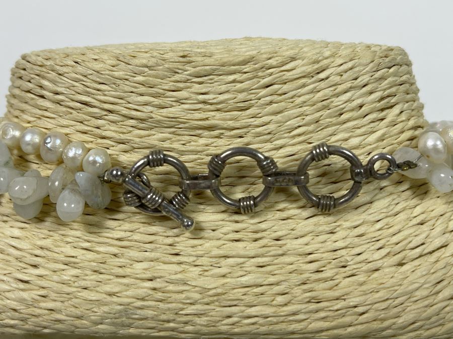 Pearl And Stone 18' Necklace With Sterling Silver Clasp [Photo 9]