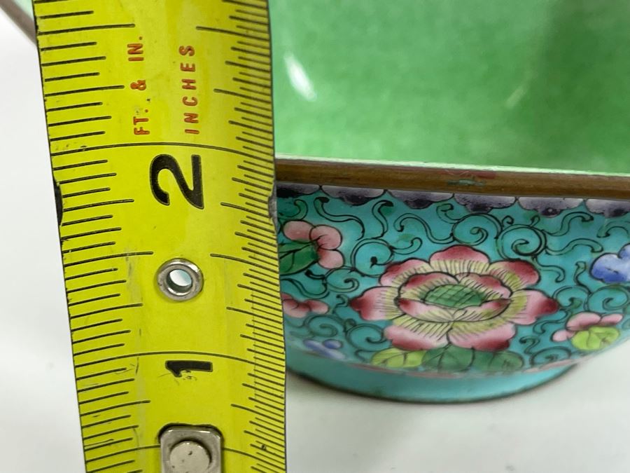 Vintage Chinese Enamel Handpainted Dish 5R X 2H [Photo 14]