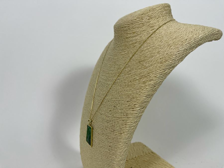 14K Gold Carved Burmese Jade Buddha Pendant With 14K Gold 20' Necklace 6.7g [Photo 6]