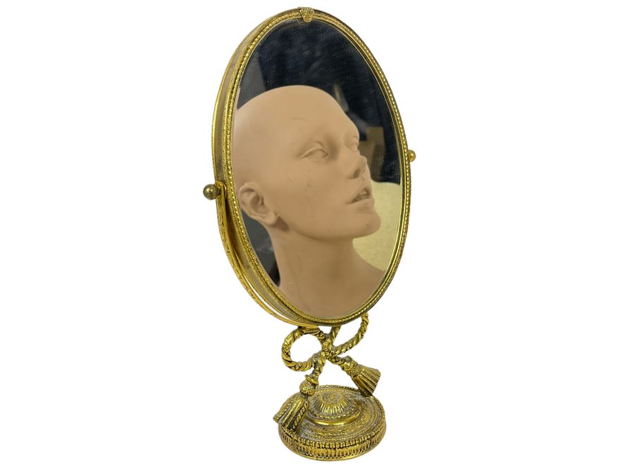 Vintage Gilt Adjustable Vanity Oval Mirror Two-Sided Magnify Mirror 7W X 12H [Photo 1]