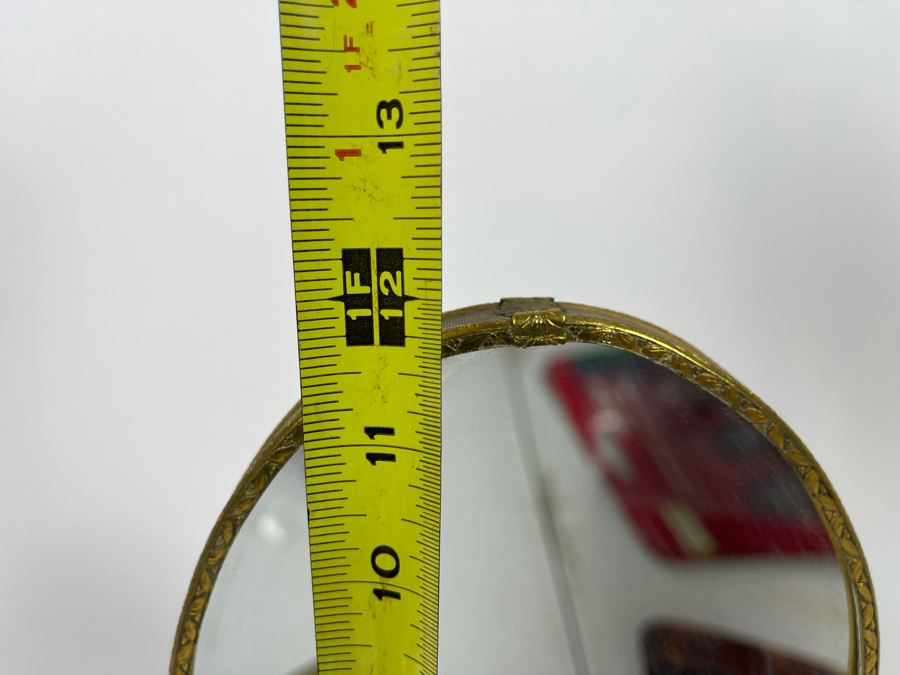 Vintage Gilt Adjustable Vanity Oval Mirror Two-Sided Magnify Mirror 7W X 12H [Photo 9]