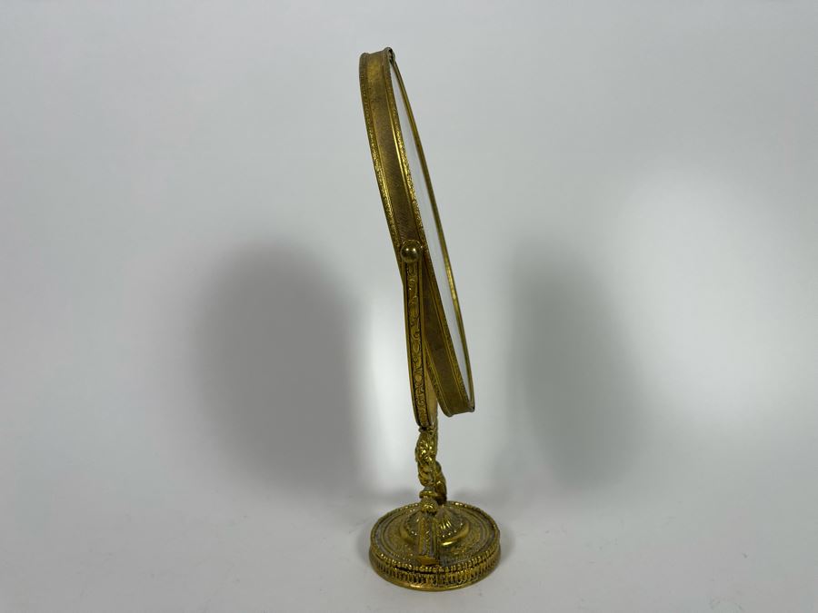 Vintage Gilt Adjustable Vanity Oval Mirror Two-Sided Magnify Mirror 7W X 12H [Photo 5]